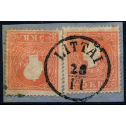 Österreich 1858 2*5kr, Type II. LITTAI (Kr) Mü:20P! Schön!