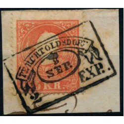 Österreich 1858 5kr, FAHNENSTEMPEL PERCHTOLDSDORF (Wv) Mü:450P! PRACHT! Österreich 1858 5kr, FAHNENSTEMPEL PERCHTOLDSDORF (Wv) Mü:450P! PRACHT!