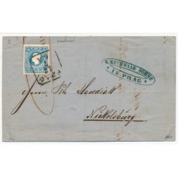Österreich 1860 15kr, ZENTRIERT! Brief (Inhalt) PRAG nach NICKOLSBURG. Österreich 1860 15kr, ZENTRIERT! Brief (Inhalt) PRAG nach NICKOLSBURG.