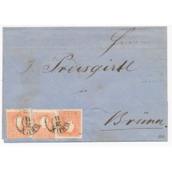 Österreich 1860 3*5kr, Type II. Brief, BRÜX (B) Mü:12P! Nach BRÜNN. Österreich 1860 3*5kr, Type II. Brief, BRÜX (B) Mü:12P! Nach BRÜNN.
