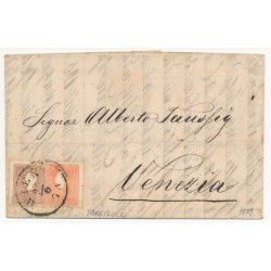 Österreich 1859 10+5kr, FARBFLECK! TREPPENFRANKATUR! Brief WIEN-VENEZIA Österreich 1859 10+5kr, FARBFLECK! TREPPENFRANKATUR! Brief WIEN-VENEZIA