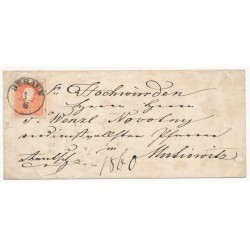 Österreich 1860 5kr, Type II. znetriert! Briefkuvert, BERAUN (B) Schön!