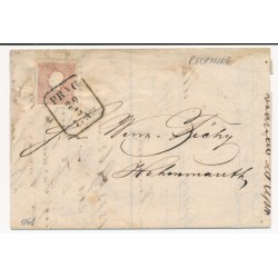 Österreich 1861 10kr, Brief (Inhalt) RECHNUNG! PRAG nach HOHENMAUTH.