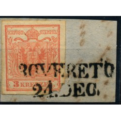 Österreich 1850 3kr, HP, Type III. DATUM:24.DEC! ROVERETO (Tirol) Schön! Österreich 1850 3kr, HP, Type III. DATUM:24.DEC! ROVERETO (Tirol) Schön!