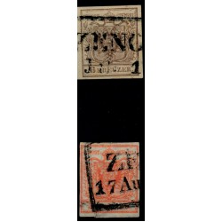Österreich 1850 6kr, MP, Type III. und 3kr, HP, Type III. ZENGG (Km)