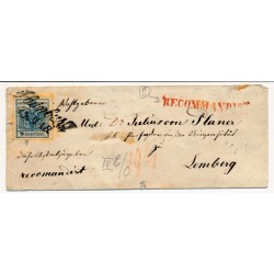 Österreich 185. 9+6kr, REKO-Briefkuvert, HAINBURG (Nö) Mü:12P!-GALIZIEN!