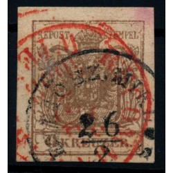 Österreich 1850 6kr, DOPPELENTWERUNG:ROTSTEMPEL+FERTÖ SZ.MIKLÓS (U) 125P