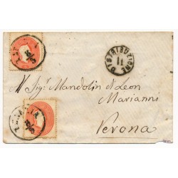 LOMBARDEI-VENETIEN 186. 2*5sld. Briefkuvert, VENEZIA nach VERONA. Signum