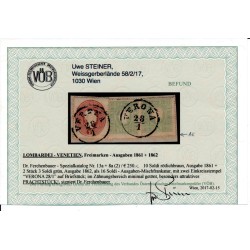 LOMBARDEI-VEN 1858/61 MISCHFRANKATUR:10(1861)+2*3sld(1861) VERONA VÖB LOMBARDEI-VEN 1858/61 MISCHFRANKATUR:10(1861)+2*3sld(1861) VERONA VÖB