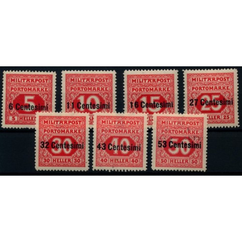 FELDPOST ITALIEN 1918 PORTO 1-7, komplette Satz, ungebraucht *