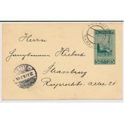 BOSNIA 1908 5h AUSLANDS-KARTE, SARAJEVO nach STRASSBURG
