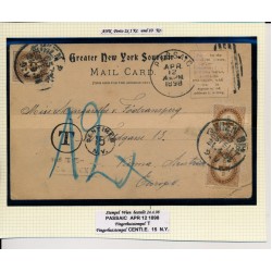 Österreich 1894 PORTO 2*1kr PAAR!+10kr KARTE! Aus PASSAIC (USA) WIEN/BESTELLT!