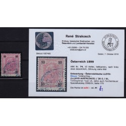 LEVANTE 1899 10h ÖSTERR.Marke mit LEVANTE Stempeln. LLOYD AUSTRIACO, Befund!