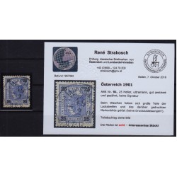 ÖSTERREICH 1901 25h gestempelt, Interessantes Stück! STRAKOSCH Befund!