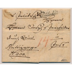 ÖSTERREICH 1823 Brief (Inhalt) POLITSCHKA (B) Mü:70P! 14 PORTOVERMERK! Schön!
