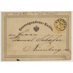 Österreich 1875 2kr, Korr-Karte GMUNDEN (Oö) nach NÜRNBERG, nach AUSLAND! Schön!
