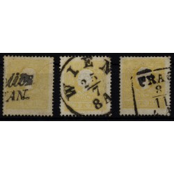 Österreich 1858 3Marke! Alle 2kr, gelb, Type II. verschiedene Farbtöne!