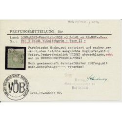 LOMBARDEI-VENETIEN 1858 3sld. BLÄULICHGRÜN! Dr.Ferch:150,-€! UDINE, VÖB!