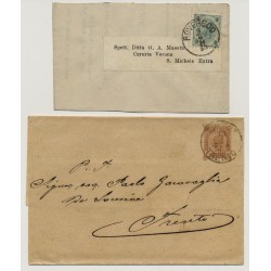 Österreich 189. 2 Zeitungsschleifen:-3kr Schleife ROVEREDO -2kr-TRIENT.