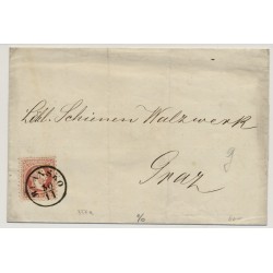 Österreich 18.. 5kr, Faltbrief BLANSKO (M) Kl:15Punkte! R.s. ROTSTEMPEL GRAZ.