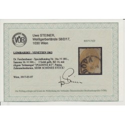 LOMBARDEI-VENETIEN 1863 2sld. Gelb, SASSONE:300,-€! PADOVA Stempel. VÖB!