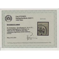 1858 3kr, BLÄULICHGRÜN! Schöne Farbe! Dr.Ferch:275,-€! WIEN. VÖB! PRÄGEFRISCH!