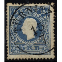 1858 15kr, ZENTRIERT! PLATTENFEHLER! AUSGELASSENES ZAHNLOCH! TÜRNITZ (Nö) Mü:15