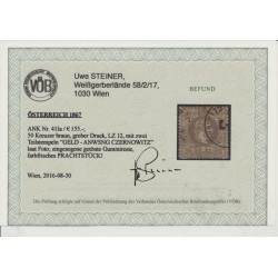 Österreich 1867 50kr, gD, Dr.Ferch:155,-€! CZERNOWITZ (Bukowina) VÖB! PRACHT!