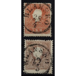 Österreich 1858 2Marke:5kr und 10kr, Type II. BLANSKO (M)