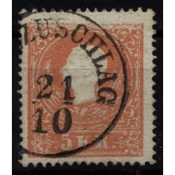 Österreich 1858 5kr, FARBSTOFFMANGEL/DRUCKAUSLASSUNG! MÜRZZUSCHLAG. Schön!