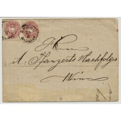 Österreich 186. 2*5kr Brief mit BRÜNN/Bahnhof Stempel nach WIEN.