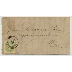 Österreich 1865 3kr, grün, ORTSBRIEF (nicht komplett) mit am WESTBAHNHOFE