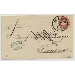 Österreich 1866 5kr, Brief WIEN nach UNGARN (TEMESVÁR) Schön!