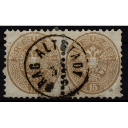 Österreich 1864 2*15kr, PAAR! mit WASSERZEICHEN! 30kr TARIF! PRAG ALTSTADT.