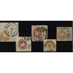 Österreich 1864 5Stk. Marken! Mit verschiedenen WIEN Stempeln. Interessant!