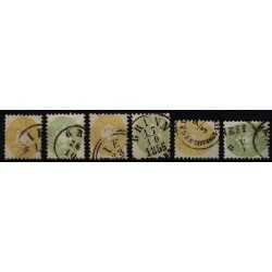 Österreich 1864 6Stk. Marken! 2kr, gelb und 3kr, grün. FARBVARIANTE!
