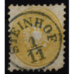 Österreich 1864 2kr, gelb, ZENTRIERT! BLAUSTEMPEL STEINHOF (B) Mü:80Punkte!