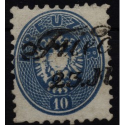 Österreich 1864 10kr, Überfärbt! FARBIGER ADLER! Waagr.Knick! Attraktiv!