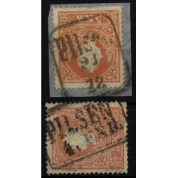 Österreich 1858 2Marke: beide 5kr, Type II. VERSCHIEDENE PILSEN