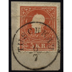 Österreich 1858 5kr, Type II. FARBINTENSIV! KOPF GEFÄRBT! TUSCHKAU (B) Mü:70P!