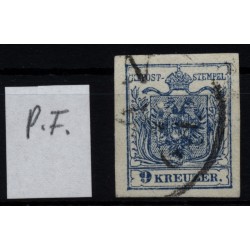 Österreich 1850 9kr, MP, Type III. FARBSTOFFMANGEL! PLATTENFEHLER! Sehr schön!