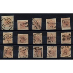 Österreich 1850 15Stk. Marken! Alle 3kr MASCHIENENEPAPIERE! Schöne FARBVARIANTE