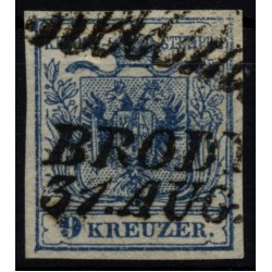 Österreich 1850 9kr, HP, Type III. PAPIERKORN! BRODY (Galizien)+RECOMMANDIRT.