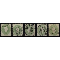 Österreich 1861 5Marken! Alle 3kr, grün! Schöne Farben/FARBVARIANTE!