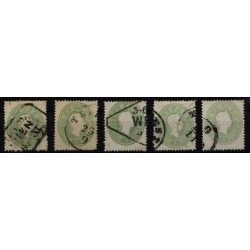 Österreich 1861 5Stk. Marken! Alle 3kr, grün! Schöne Farben/FARBVARIANTE!