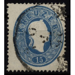 Österreich 1861 15kr, AUSGELASSENE ZAHNLÖCHER rechts unten! Schön und attraktiv!