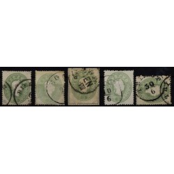 Österreich 1861 5Stk. Marken! Alle 3kr, grün! Schöne Farben/FARBVARIANTE!