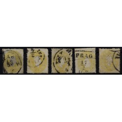Österreich 1861 5Stk. Marken! Alle 2kr, gelb, gemischte Qualität!