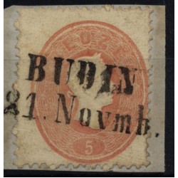 Österreich 1861 5kr, BUDIN (B) Mü:15Punkte! Schön!