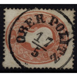 Österreich 1861 5kr, AUSGELASSENES ZAHNLOCH! OBER POLITZ (B) Mü:12Punkte!